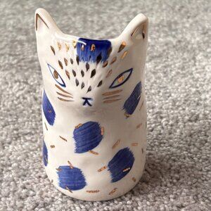 Anthropologie Bird Can Fox Cat Vase Makeup Brush Holder